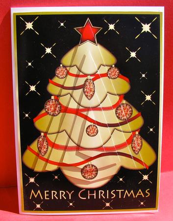 Golden Christmas Tree Pyramid (black) by Christine Pagan