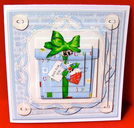 Just for You Christmas Present Pyramid Card Front by Christine Pagan