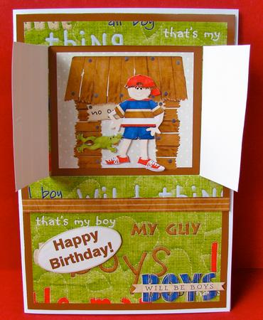 Open the Door! Boys Den Birthday Card! by Christine Pagan