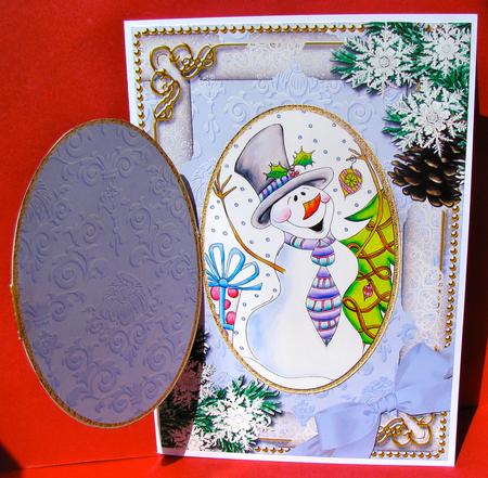 Snowman Snow Christmas A5 Locket Card Front by Christine Pagan