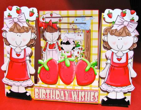 Strawberry Girls decoupage stepper card kit by Christine Pagan
