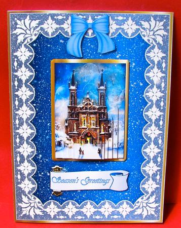 Christmas Eve Mass Scallop Topped Pyramid and Card Front by Christine Pagan