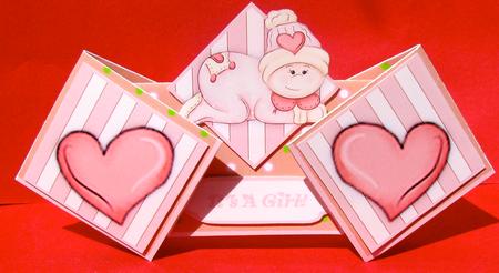 Baby Girl Splash Double Diamond Fold Card by Christine Pagan