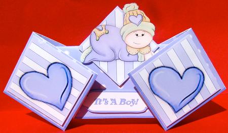 Baby Boy Splash Double Diamond Fold Card by Christine Pagan