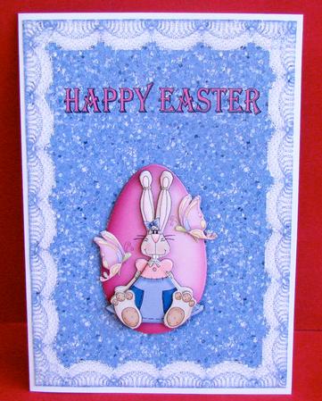 Cute Easter Egg Rabbbit Card Front by Christine Pagan