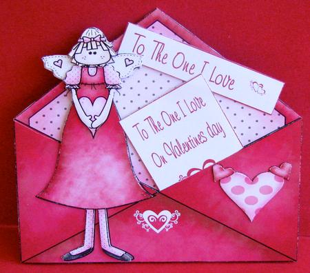 Envelop Angel Valentines Card Front by Christine Pagan