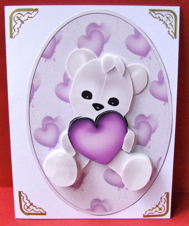 Purple Love Bear Decoupage by Christine Pagan