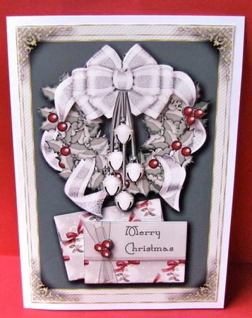 Christmas Bells Wreath Card Topper by Christine Pagan
