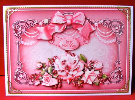 Pink Roses in a Frame Decoupage by Christine Pagan