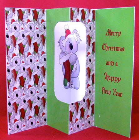 Koala with Stocking Internal Window Card Kit by Christine Pagan