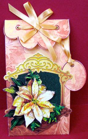 Christmas Gold Poinsettia, Gift Envelope 3 Decoupage by Christine Pagan