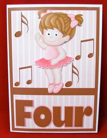 Four Today! Ballerina Birthday Card by Christine Pagan