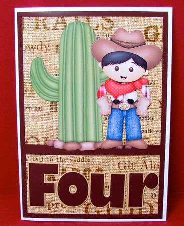 Four Today! Cowboy Birthday Card by Christine Pagan