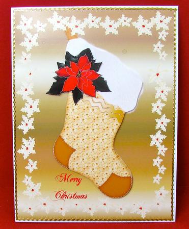 Christmas Stocking with Poinsettia by Christine Pagan