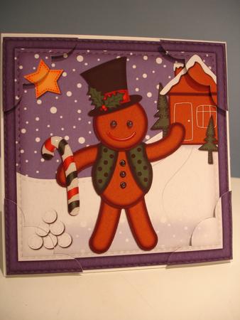 8 x 8 Xmas Gingerbread Man Scalloped Corner Topper by Christine Simmonds