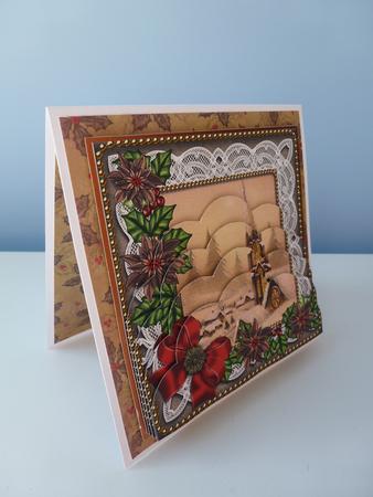 Snow Steeple Red Poinsettia 5in Scallop Bottom Stacker by Christine Simmonds