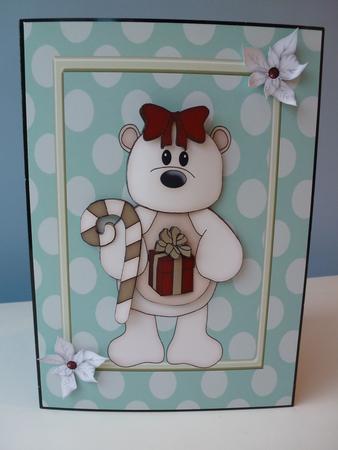 White Christmas Bear with Red Present by Christine Simmonds
