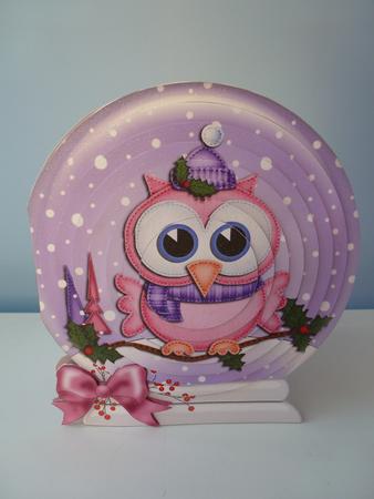 3D Xmas Little Hoot Snowglobe Circle Pyramage Card Kit by Christine Simmonds