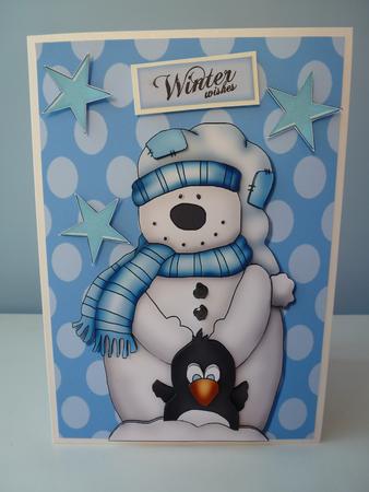 Christmas Polar Bear with Penguin by Christine Simmonds