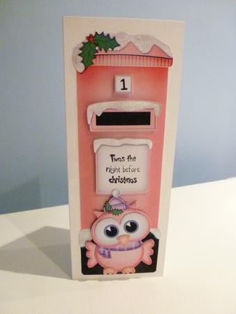 Large Dl Xmas Little Hoot Postbox 3D Decoupage by Christine Simmonds