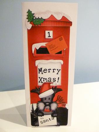 Large Dl Xmas Hamish Scottie Dog Postbox 3D Decoupage by Christine Simmonds