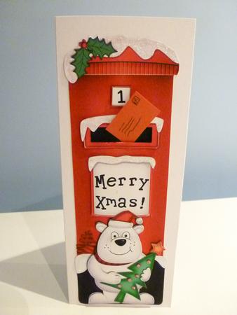 Large Dl Xmas Ben Polar Bear Postbox 3D Decoupage by Christine Simmonds