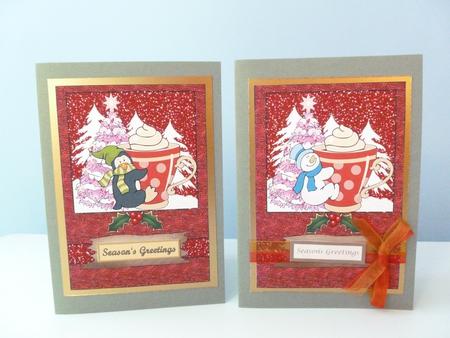 2 Red Winter Warmer Card Fronts by Christine Simmonds