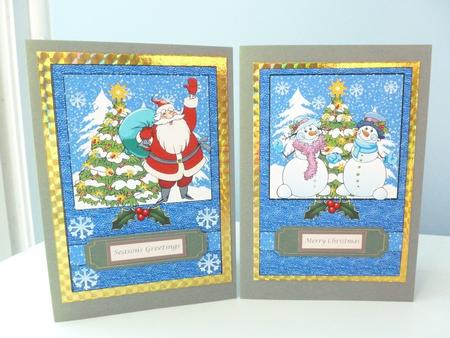 Sant and Snow Couple Card Fronts by Christine Simmonds