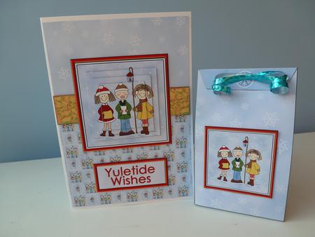 Doodle Christmas Carol Singers Complete Card and Pinch Bag K by Christine Simmonds