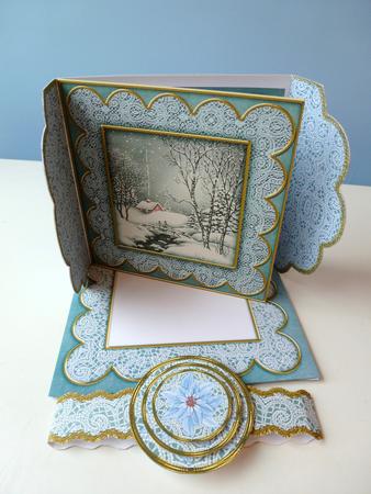 Winter Walk Grey Poinsettia 3D Scallop Wrap Card Kit by Christine Simmonds