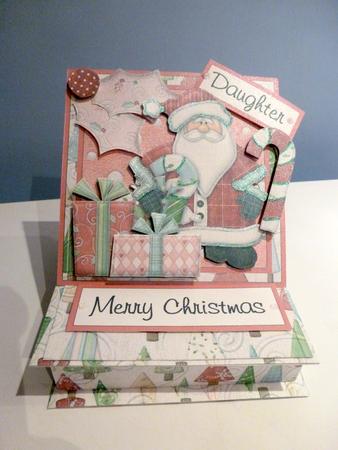 Trinket Box Easel Card Kit - Perky Pink Santa by Christine Simmonds