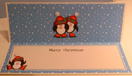 Large Dl Christmas Insert with Penguins by Christine Simmonds