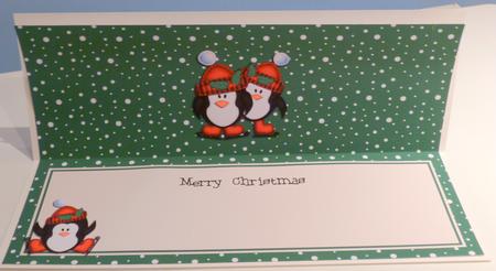 Large Dl Christmas Insert with Penguins by Christine Simmonds