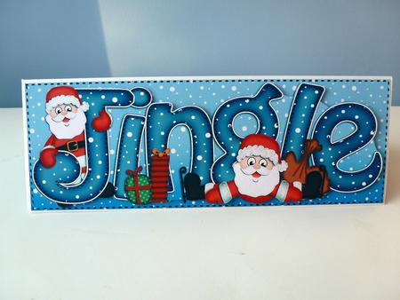 Large Dl Xmas Jingle with Santa Quick Card with 3D Decoupage by Christine Simmonds