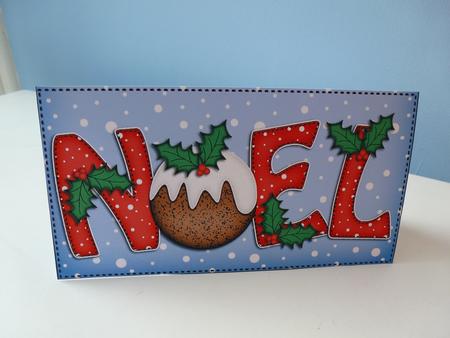 Xmas Noel with Puddings Money or Gift Wallet and Card by Christine Simmonds