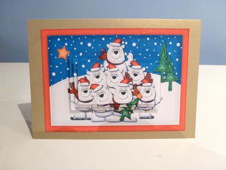 A5 Xmas Polar Bears Pyramage Topper by Christine Simmonds