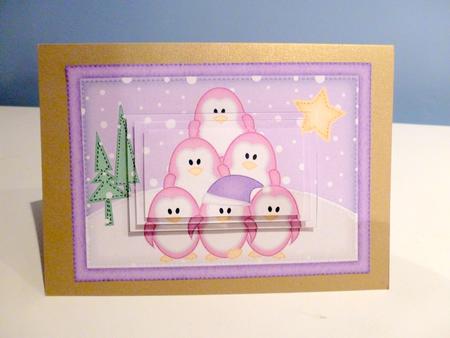 A5 Xmas Penguins Pyramage Topper by Christine Simmonds