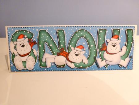 Large Dl Xmas Snow Ben Polar Bear Quick Card N 3D Decoupage by Christine Simmonds