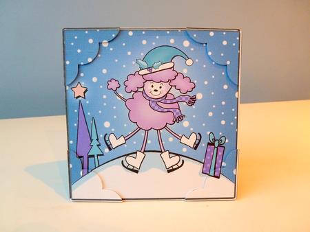 8 x 8 Cute Xmas Poodle Scalloped Corner Topper by Christine Simmonds