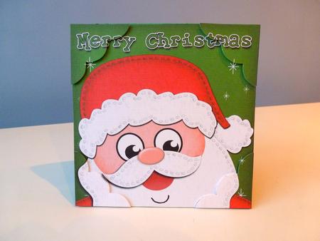 8 x 8 Xmas Santa Fun Novelty Scalloped Corner Topper by Christine Simmonds