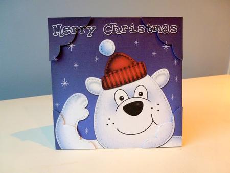 8 x 8 Xmas Polar Bear Fun Novelty Scalloped Corner Topper by Christine Simmonds