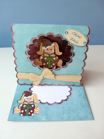 Christmas Rabbit Scalloped Tent Card with Envelope by Christine Simmonds