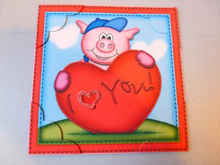 8 x 8 Ziggy Piggy's Heart Love Scalloped Corner Topper by Christine Simmonds