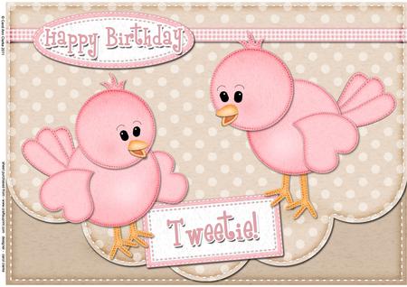 A4 Little Birdie Felties Card Topper by Christine Simmonds