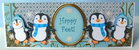 Blue Penguins Happy Feet Large Dl Card Kit by Christine Simmonds