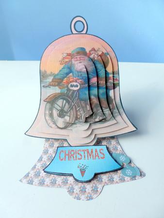 Santa on a Motorbike - Bell Easel Kit by Christine Simmonds