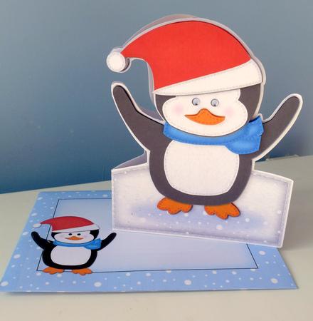 3D Xmas Penguin Shaped Card with Decoupage by Christine Simmonds