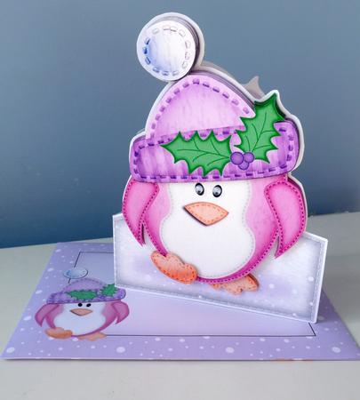 3D Xmas Cute Penguin Card with Decoupage by Christine Simmonds