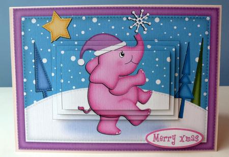 A5 Christmas Elephant Pyramage Topper by Christine Simmonds