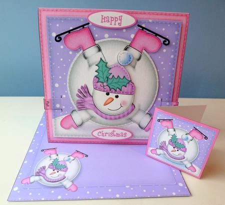 3D Oops Snowman Xmas Animated Moveable Snowball Card Kit by Christine Simmonds